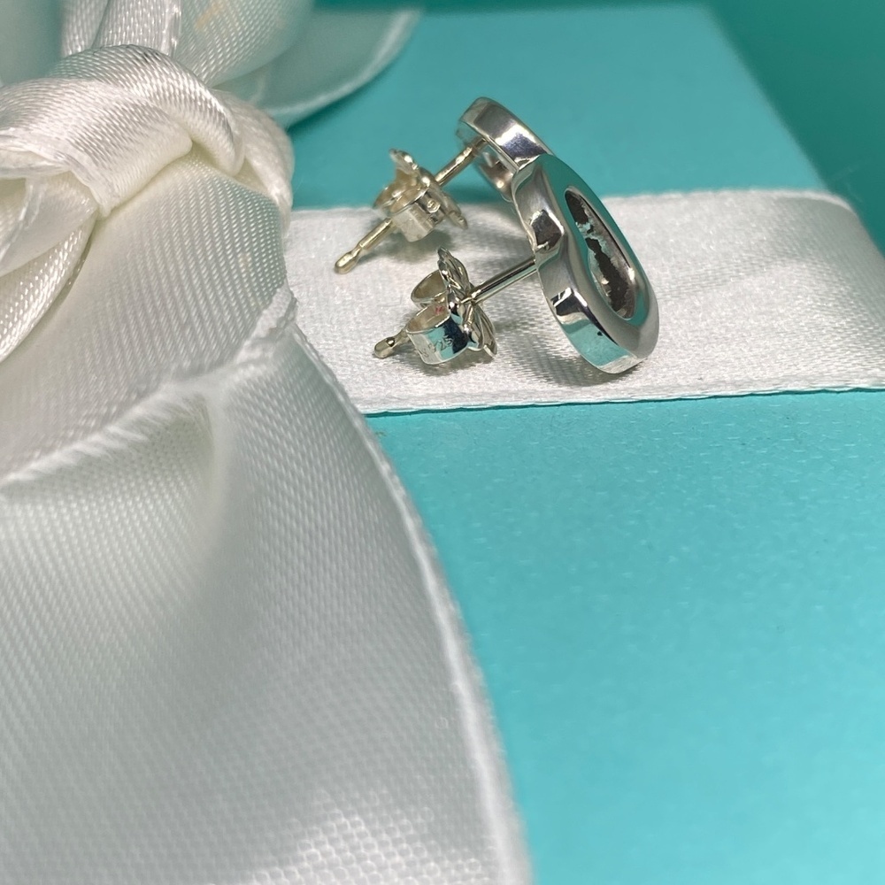 Tiffany & Co. Sterling Silver Open Heart Stud Earrings - Picture 6 of 6